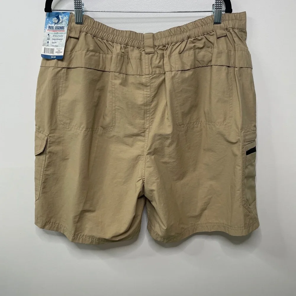 Lot 2 New Reel Legends Mens XL Tarpon Cargo Shorts Bundle Grey Tan Utility Gorp